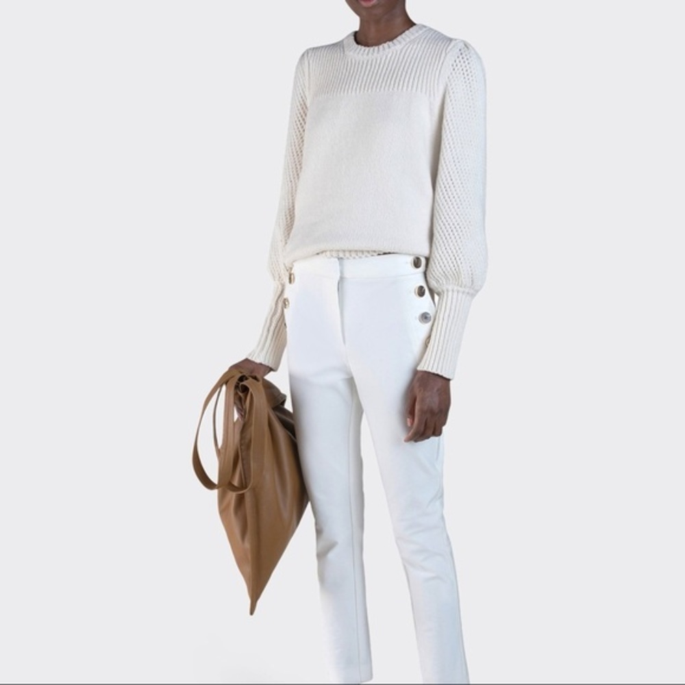 DEREK LAM 10 CROSBY Ella Puff Sleeve Sweater Ivory - Picture 3 of 11